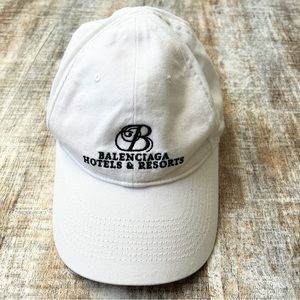 Balenciaga Hotel & Resorts White Baseball Cap Dad Hat